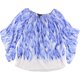 thumbnail image 1 of Alfani Blusa estampada con hombros descubiertos para mujer, azul, grande, 1 of 1