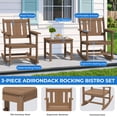 thumbnail image 6 of SERWALL Outdoor Rocking Bistro Set, 3 Pieces Patio Furniture Set, Porch Chairs and Coffee Table Set with Umbrella Hole, for Lawn Balcony Deck, Brown, 6 of 12