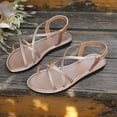 thumbnail image 5 of Rose Gold Women'S Rhinestone Flat Sandals With Elastic Strap Sparkling Rhinestone Embellished Comfortable Breathable Casual For Summer Durable Non Slip Sole 9.84In, 5 of 9