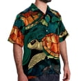 thumbnail image 2 of Turtle Seamless Men's Short Sleeve Poplin Button Down Hawaiian Printed Summer Beach Shirt, Unisex, 2 of 6