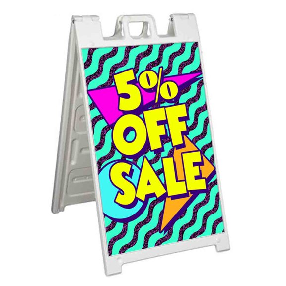 5 Percent Off Sale (24" X 36") Standard A-Frame Signicade, Includes Decal Applied To Stand
