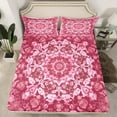 thumbnail image 2 of Manfei Bohemian Mandala Bed Sheets 4pcs for Girls Women, Hippie Floral Flower King Sheets, Pink Sheet Set, Breathable Home Decor, 2 of 7