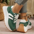 thumbnail image 4 of Rokment Women's Vintage Platform Chunky Low Top Fashion Sneakers Fall Winter Retro Casual Color Block Patchwork Height Increasing Skateboard Tennis Walking Shoes Comfortable Green Size 7.5, 4 of 6
