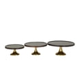 thumbnail image 6 of DecMode 14", 12", 10"W Dark Brown Mango Wood Cake Stand with Gold Aluminum Bases, 3-Pieces, 6 of 7