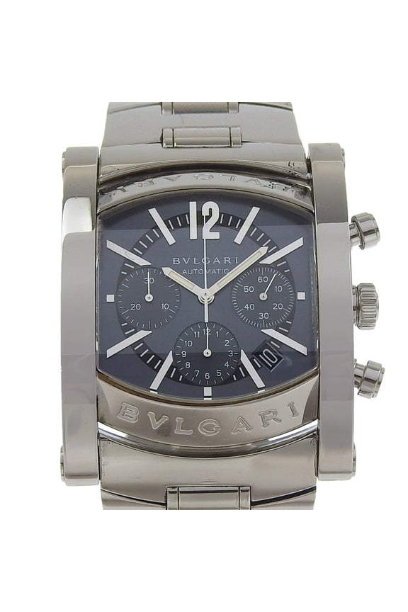 Pre-Owned Bvlgari Assioma Men's Watch AA48SCH Stainless Steel Silver Automatic Chronograph with...