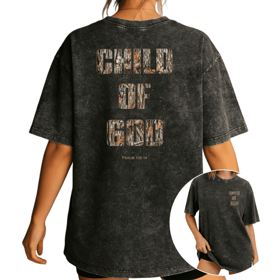 UNISHE Women's Child of God Psalm 139:14 Vintage Washed T-Shirt Short Sleeve Crewneck Relaxed Fit Tee