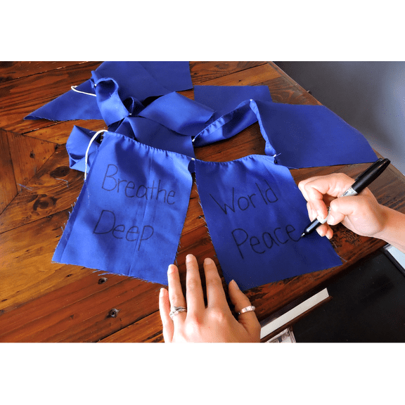 Hands Of Tibet Blank Prayer Flags Put Your own Prayers Solid Blue