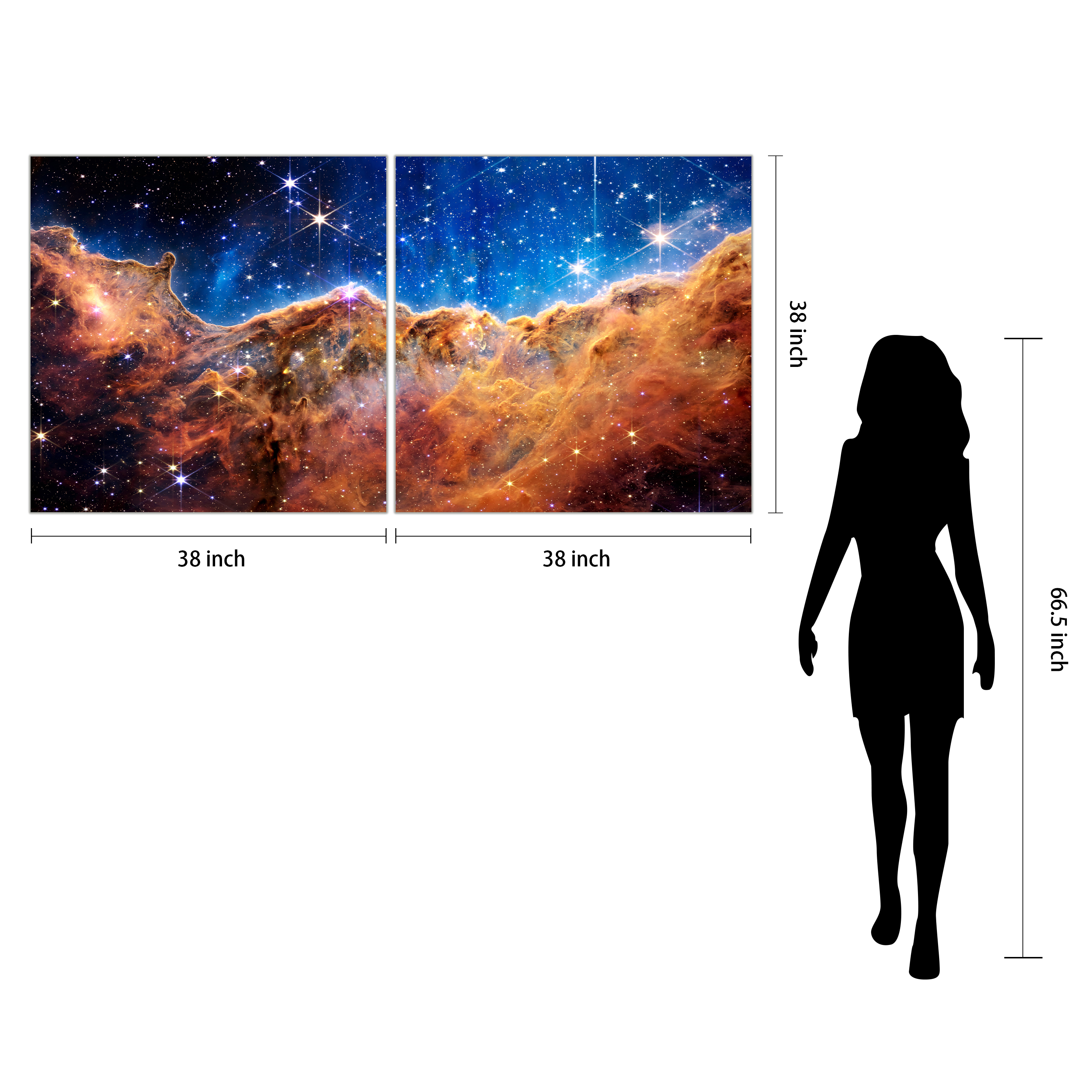 "Mountains of the Carina Nebula I & II" Frameless Reverse Printed Tempered Art Glass Wall Art