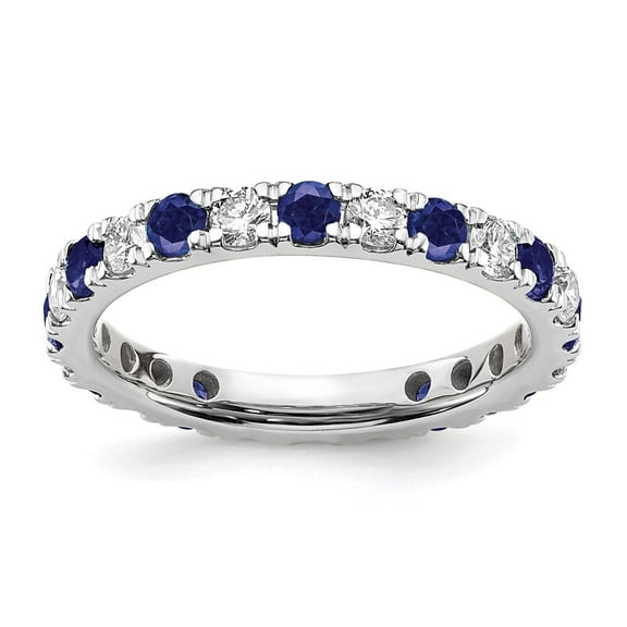 Auriga Fine Jewelry 14K White Gold Lab Grown Diamond VS/SI GH & Cr Blue Sapphire Eternity Band for Women Size 4.5