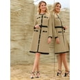 thumbnail image 3 of DARING DIVA A-Line Long Sleeve Color Block Dress L Khaki, 3 of 7