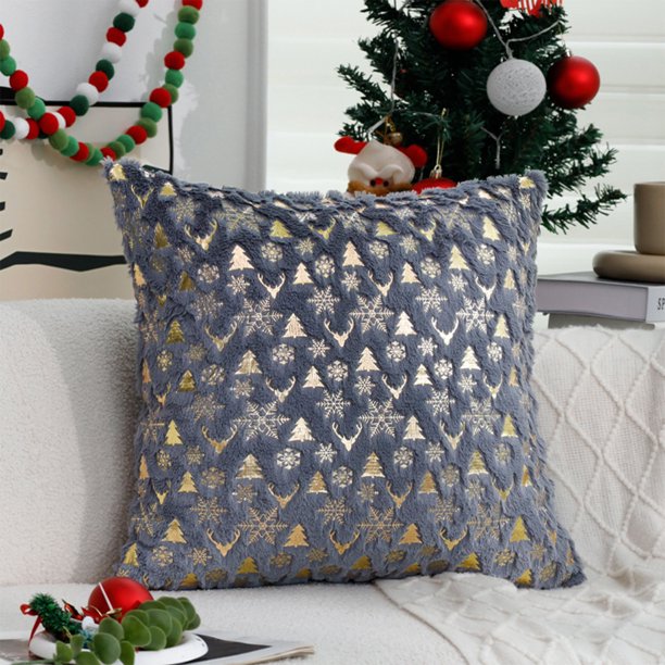Seyotauo Leaf Fall Throw Pillow, Farmhouse Decorative Pillow Covers for Autumn Harvest Holiday Pillow Cases, Faux Fur Pillow Covers for Couch Bed Room Sofa Living Room Decoration