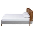thumbnail image 2 of Baxton Studio Harrell Gray Velvet and Woven Rattan Wood Queen Size Bed, 2 of 6