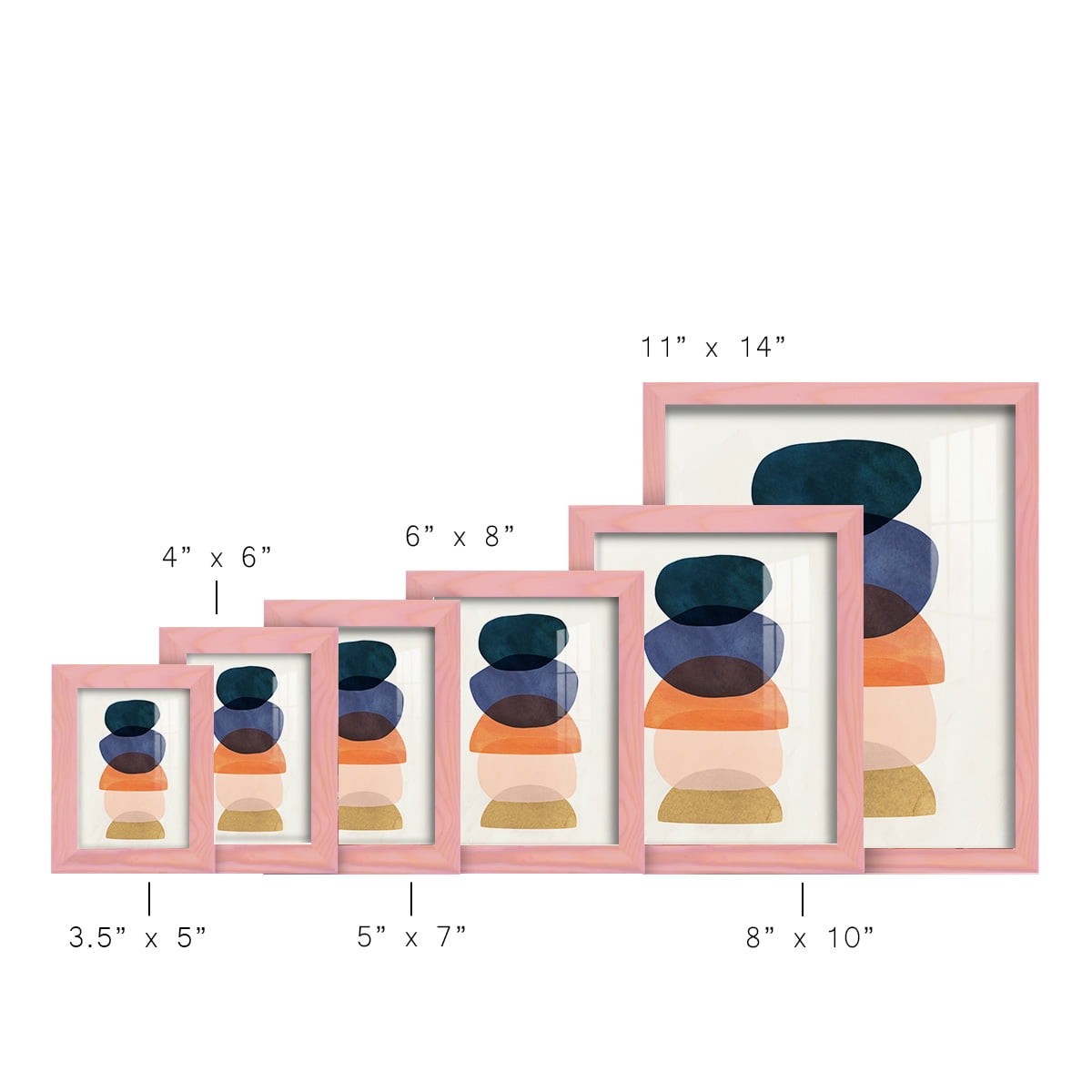 Mod Pods I -Framed Print w/glass-Sunset Pink