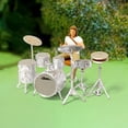 thumbnail image 4 of Figuras de música rock a escala 1/64, escala S, escenas en miniatura, adornos de escritorio, dioramas, micro Conjunto de baterista blanco, 4 of 7