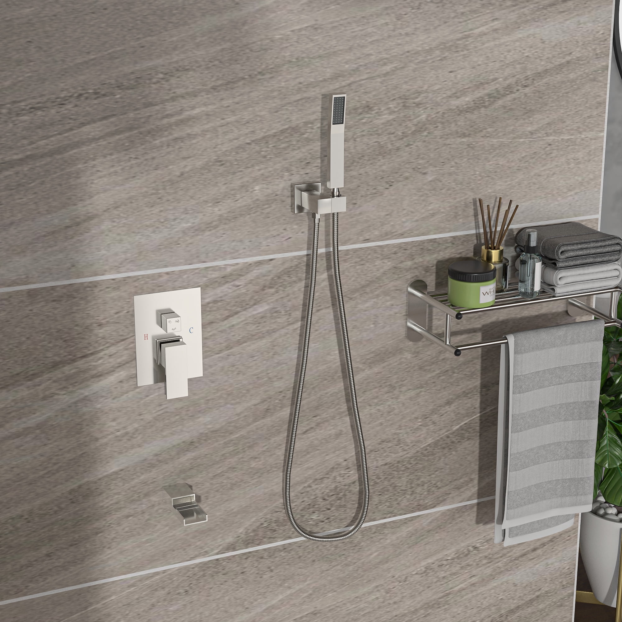 All Metal Shower System With Rain Shower Head & Handheld - 10 Inch High Pressure Shower Set With Tub Spout