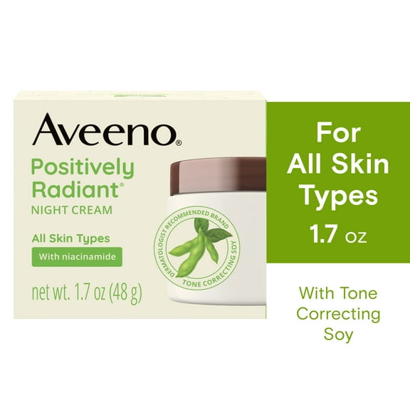 Aveeno Positively Radiant Moisturizing Face & Neck Night Cream, 1.7 oz