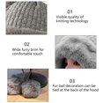 thumbnail image 3 of Gorro con pompón de invierno para mujer, gorro de punto mullido para mujer, gorro de calavera de ganchillo de piel sintética, gorro cálido para la oreja al aire libre, 3 of 5