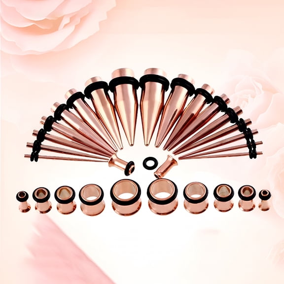 DESIGNICE 36Pcs Ear Stretching Tapers Kit Stainless Steel Ear Gauges Body Piercing Jewelry, Black