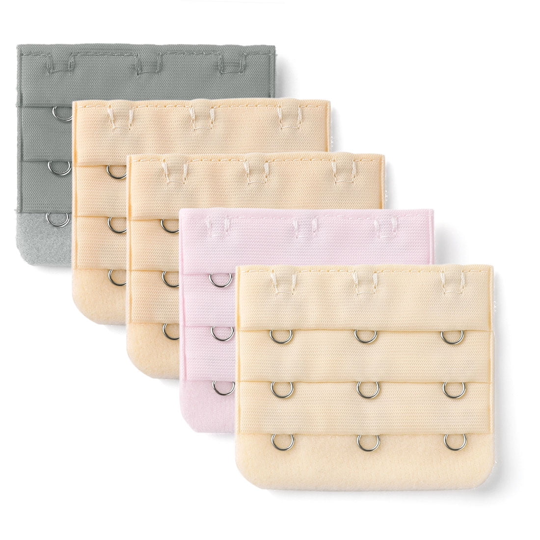 5 Pcs Ladies Assorted Color 3 x 3 Hooks Adjustable Bra Back Extenders