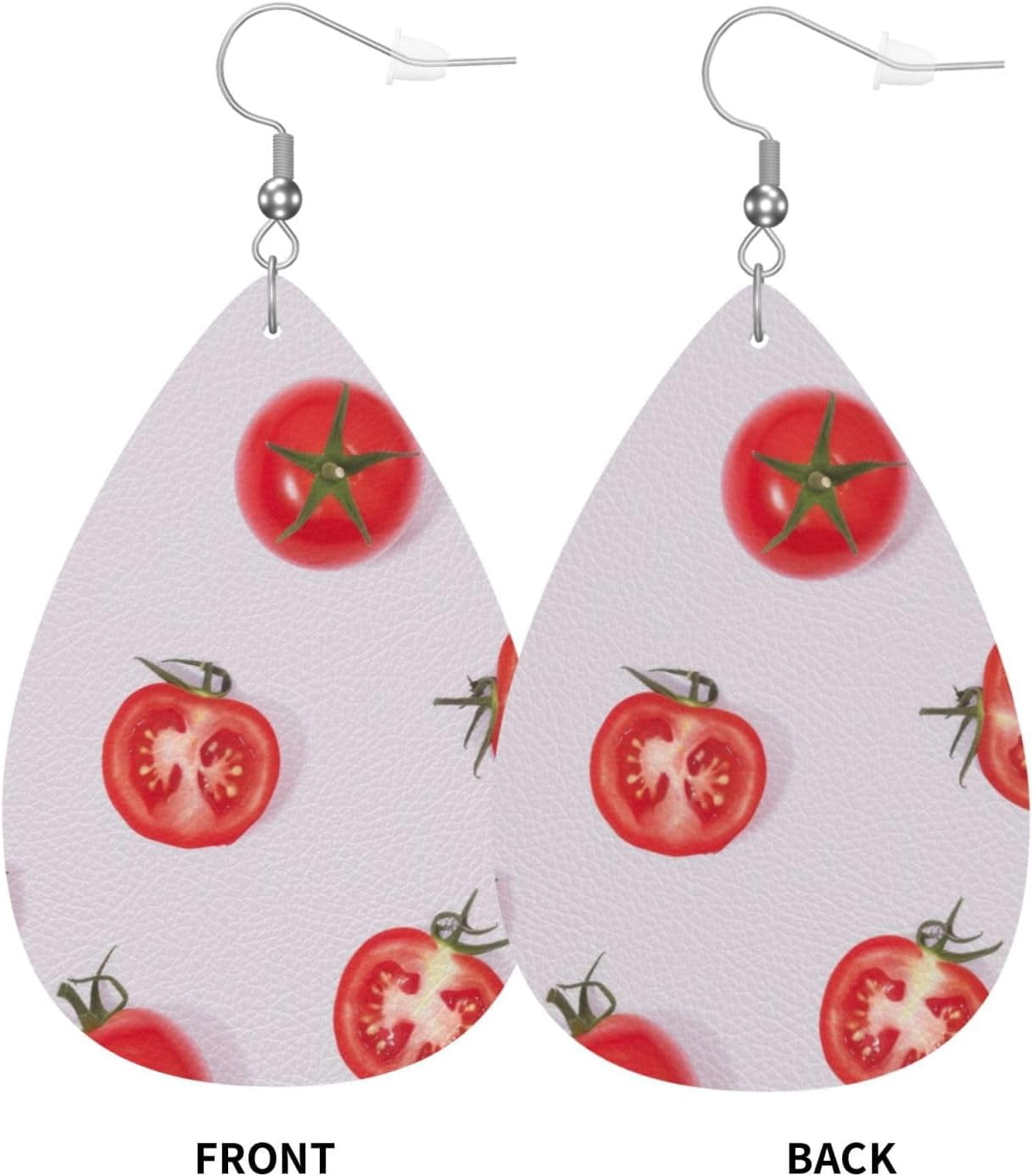 Red Tomatoes Earrings Top for Women PU Leather Dangle Earrings, Lightweight Leather Teardrop Dangly Ear Pendants Jewelry Gift[x877]