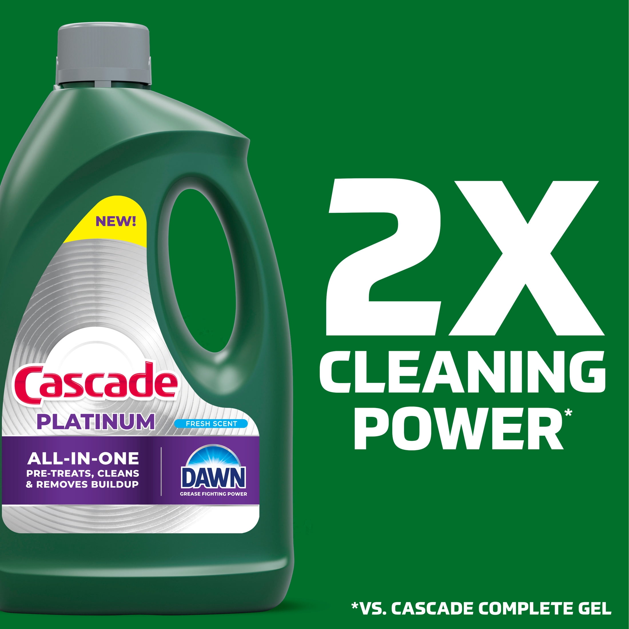 (4 pack) Cascade Platinum Dishwashing Liquid Gel, Lemon, 75oz