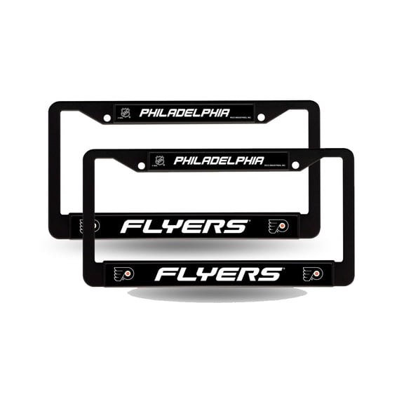 Philadelphia Hockey Flyers Black Metal (2) License Plate Frame Set