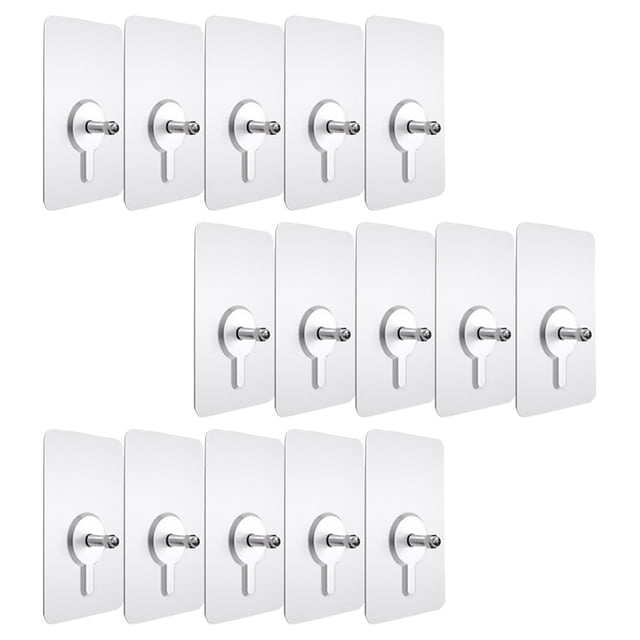OUNONA 20Set Adhesive Multi Purpose Hooks Acrylic Non Trace Hook For Mirrors Windows Household Users