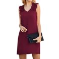 thumbnail image 1 of Women Ruffle Spliced Sleeveless V Neck A-line Mini Dress, 1 of 3