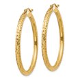 thumbnail image 2 of 14k Diamond-cut 3mm Round Hoop Earrings, 2 of 4