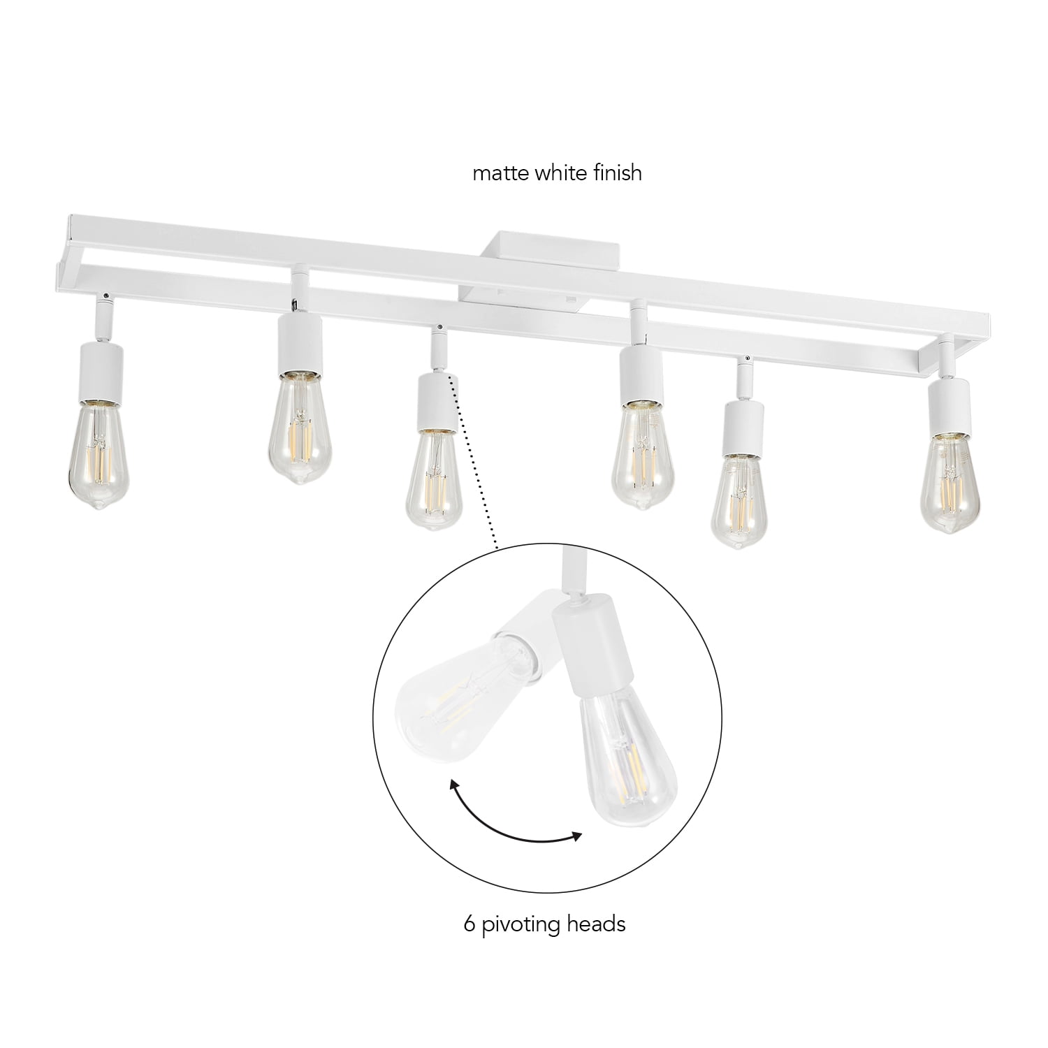 Globe Electric Farmhouse Style 36" 6-Light Matte White Track Light Pivoting Track Heads