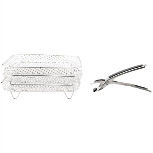 Estante Cuadrado para Freidora de Aire de 8 Pulgadas, Estantes Apilables, Estante Deshidratador Multicapa de Acero Inoxidable, Accesorios para Freidora de Aire