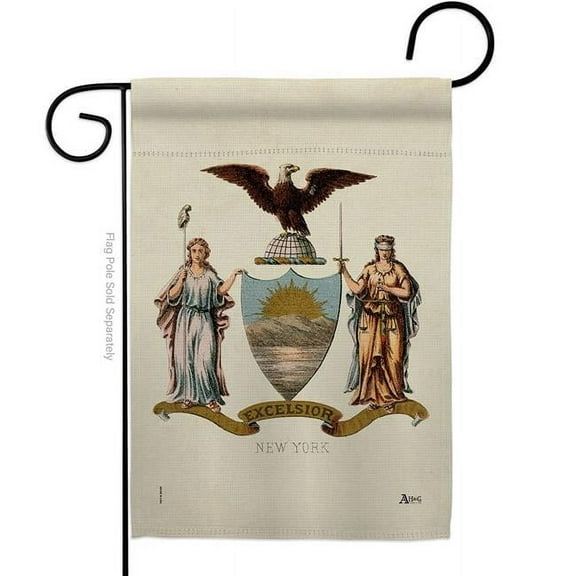 Americana Home & Garden G141239-BO 13 x 18.5 in. Coat of Arms New York Garden Flag with Americana States Double-Sided Decorative Vertical House Banner Yard Gift