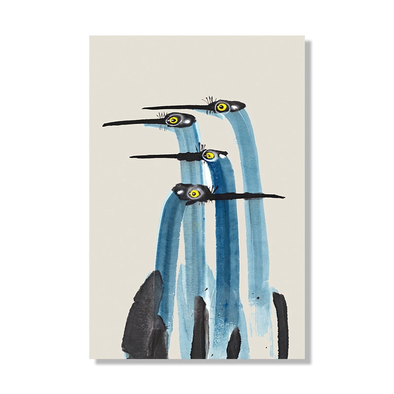 Red Crane Hokusai Eclectic Gallery Wall Art Prints Blue Heron