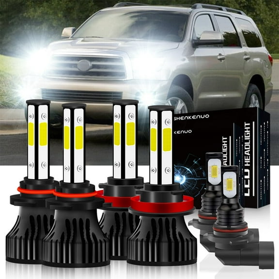 For 2008-2015 2016 2017 2018 Toyota Sequoia Low and High Beam H11 9005 LED Headlights 9145 Fog Bulbs Kit