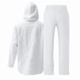 thumbnail image 4 of Hinvhai Men's Hooded Casual Loose Top & Pants 2Piece Set Linen Suit Outfit for Men Beach Yoga Shirts Long Sleeve White XXXL(XXXL), 4 of 9