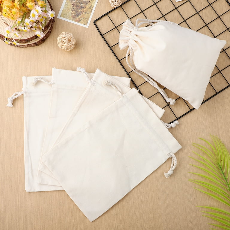 10pcs Cotton Cloth Bags Drawstring Reusable Muslin Bag Portable Storage Bags