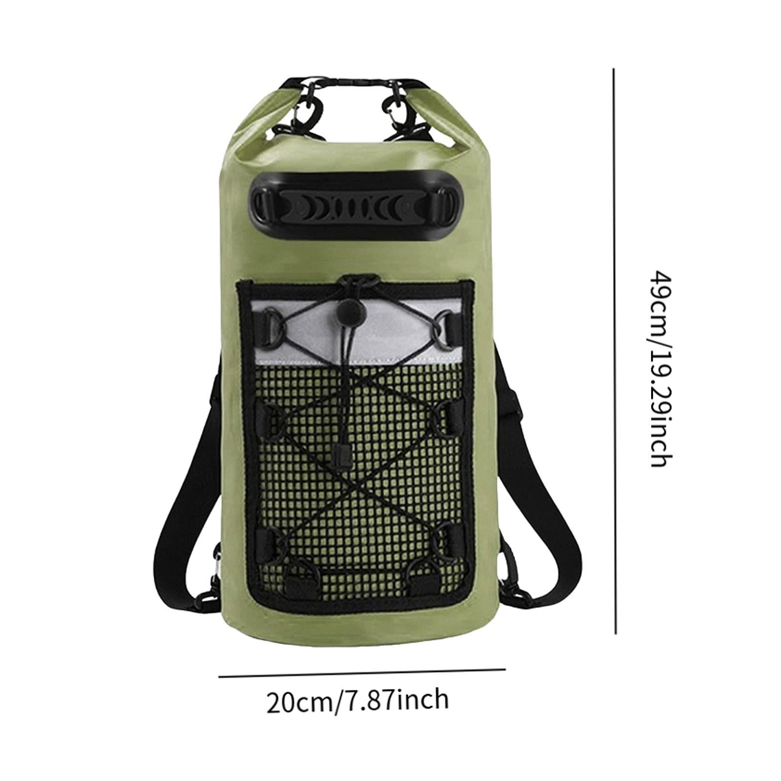 Waterproof Dry Bag Floating Backpack Dry Sack IPX6 Waterproof with Mesh Pocket for Boating Kayaking Fishing