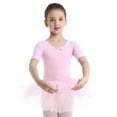 thumbnail image 1 of Jizyo Robe Tutu de Danse Ballet pour Filles Manches Courtes Jupe Justaucorps Combinaison de Gymnastique Performance de Scène Rose TP, 1 of 6