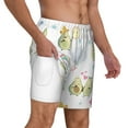 thumbnail image 2 of Sigee Green Blue Avocado Print Mens Swim Trunks with Compression Liner Quick Dry Swim Stretch Beach Shorts with Pockets,S-3XL, 2 of 7