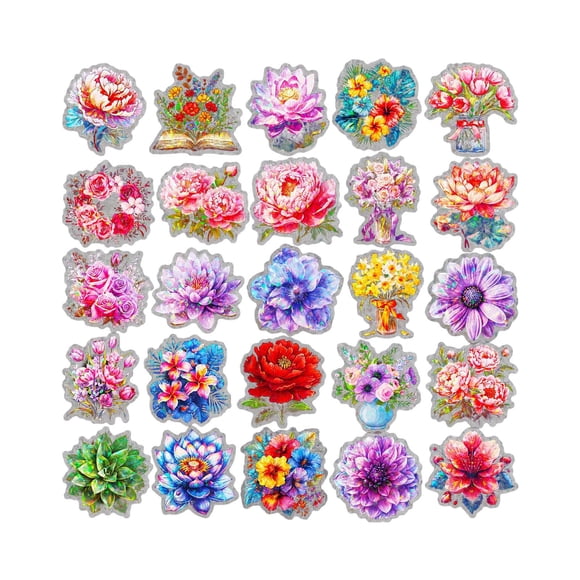TIELUTT Flower Stickers for Home PET Decorative Stickers DIY Craft Supplies for Notebooks Diaries and Phone 50 Animal Stickers Reusable Sticker Books for Kids 2-4 Boys Sticker Pack Fair Stickers 7ds
