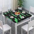 thumbnail image 3 of Black Halloween Bats with Green Square Fitted Tablecloth with Elastic Edge,Square Table Cover,Washable Elastic Table Cover for Home Kitchen Party Decor 36"x36", 3 of 6