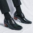 thumbnail image 6 of Men's Leather Business Oxfords Pointed Toe High-Heel Classic Derby Formal Dress Shoes Wedding Driving Oxfords Black 9.5 US, 6 of 7