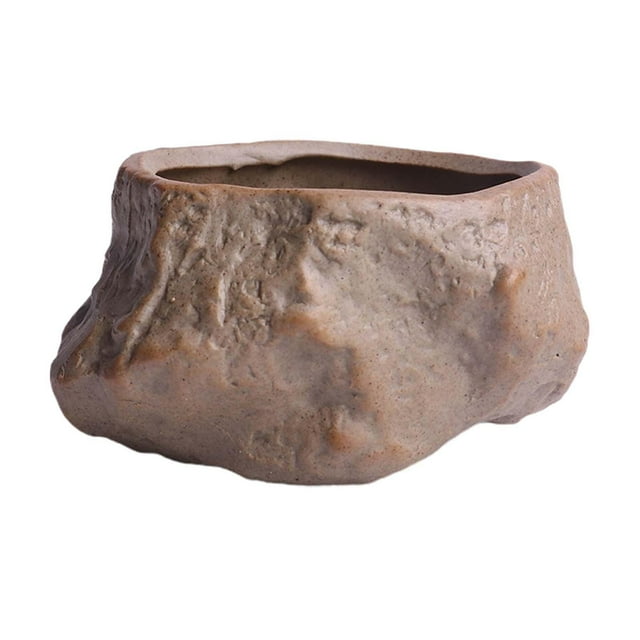 DOLITY Ceramic Flower Pot Cactus Plant Containers Lightweight Sturdy Stone Shape Potted D and Small