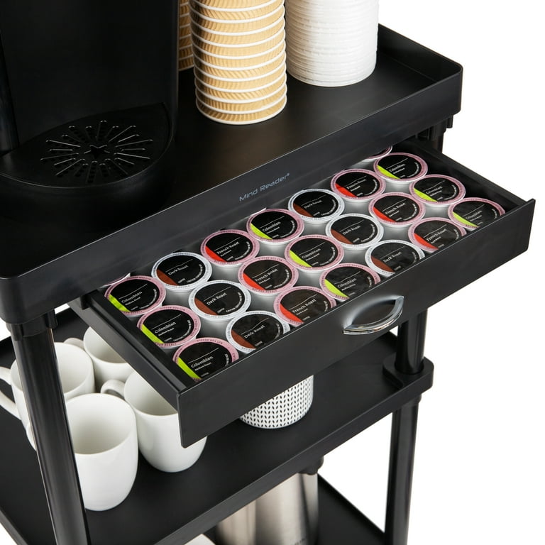 Mind Reader Bar Cart, Rolling, Utility Cart, 3-Tier, Coffee Cart