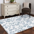 thumbnail image 5 of 4x6 Area Rugs, Light Blue Flower Non-Skid Rubber Backing Large Rectangle Rugs - Living Room Bedroom Home Office, Vintage Farmhouse Boho Leaf Spring Indoor Floor Mat Carpets Washable Rug, 5 of 9