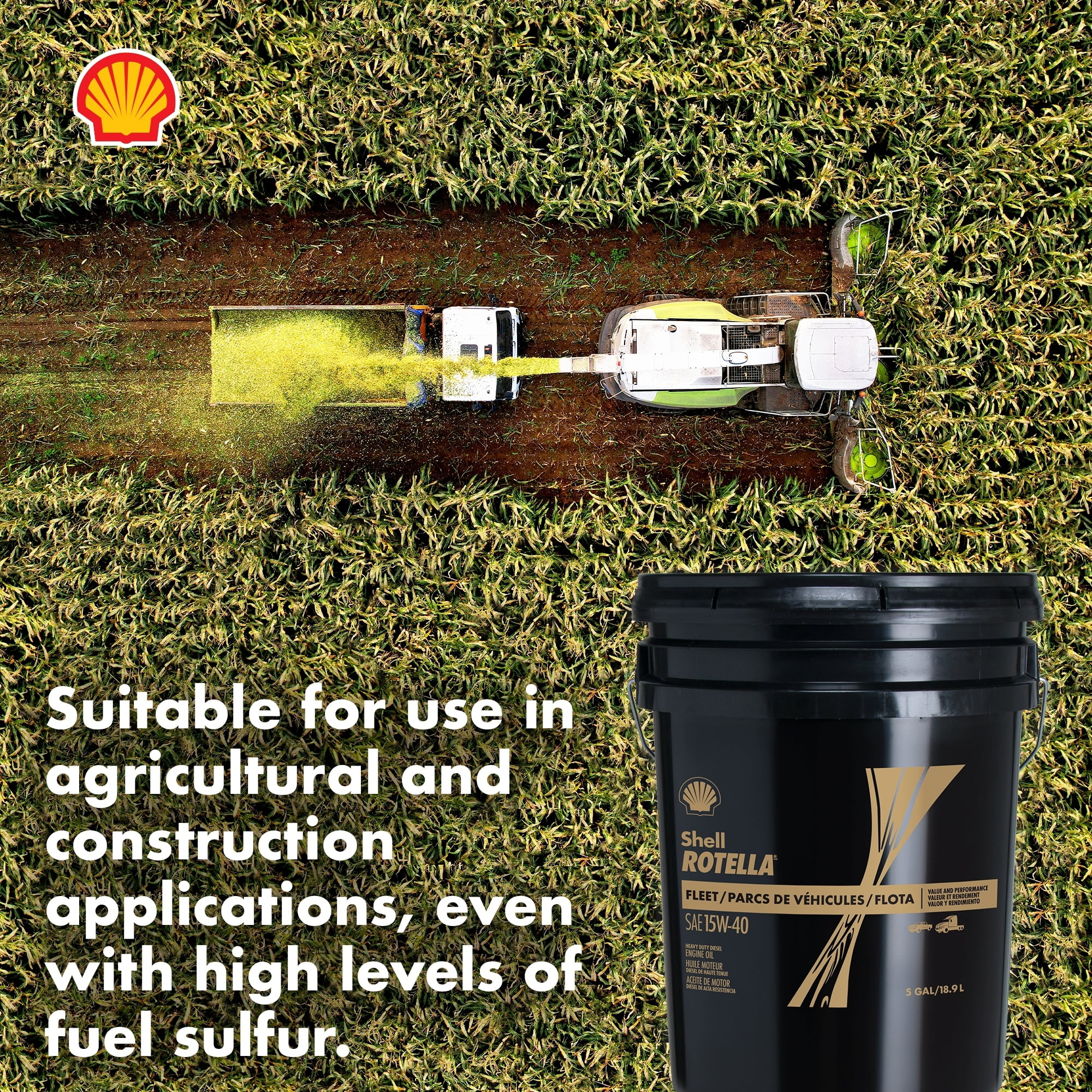 Shell Rotella Fleet 15W-40 Diesel Engine Oil, 5 Gallon