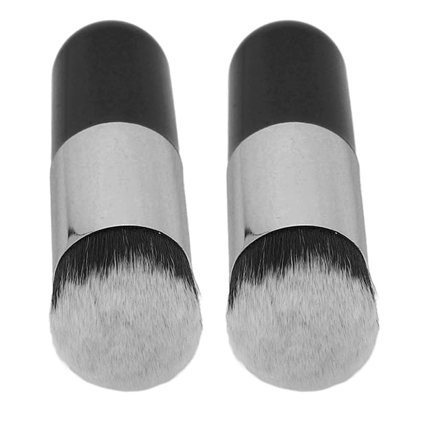 2 brochas de maquillaje facial de cerdas suaves con mango redondo, brocha de maquillaje gruesa para mezclar líquidos, cremas, polvos y cosméticos.