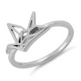 thumbnail image 2 of 925 Sterling Silver Oxidized Platinum Plated Origami Flying Bird Women Valentines Day Gifts Ring, 2 of 4