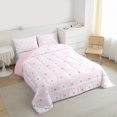 thumbnail image 4 of Feelyou Cute Cartoon Flower Bedding Comforter Set for Teens, Pink Blossoms Floral Twin Comforter Sets, Princess Style Reversible Bedding Set, Breathable Home Decor, 2pcs, 4 of 9