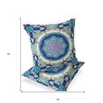 thumbnail image 5 of Set of Two 16" X 16" Blue and Green Blown Seam Floral Indoor Outdoor Throw Pillow, 5 of 5
